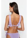 Trendyol Lilac Triangle Ruffle Glitter Bikini Top