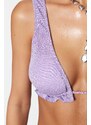 Trendyol Lilac Triangle Ruffle Glitter Bikini Top