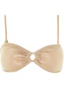 Trendyol Bronze Strapless Accessorized Shiny Lacquer Printed Bikini Top