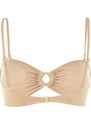 Trendyol Bronze Strapless Accessorized Shiny Lacquer Printed Bikini Top