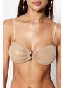 Trendyol Bronze Strapless Accessorized Shiny Lacquer Printed Bikini Top