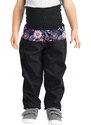 Unuo (ušito v ČR) Dívčí softshellové kalhoty Unuo s fleecem kouzelné květiny