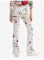 Bílé dámské vzorované kalhoty Desigual Newspaper - Dámské