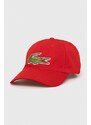Bavlněná baseballová čepice Lacoste červená barva, s aplikací, RK9871-HBP