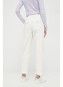 Bavlněné kalhoty Tommy Hilfiger bílá barva, jednoduché, high waist