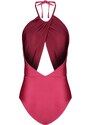 Plavky Trendyol Claret Red s výstřihem kolem krku s výstřihem/okny a normálními nohavicemi