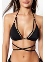 Trendyol Black Triangle Pile Bikini Top