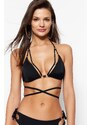 Trendyol Black Triangle Pile Bikini Top