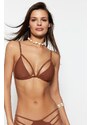 Trendyol Brown Triangle Bikini Top