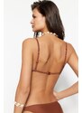 Trendyol Brown Triangle Bikini Top