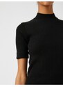 Koton Standing Collar Short Sleeved Sweater