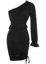 Trendyol Black Gippe Detailed Knitted Evening Dress