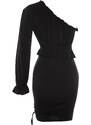 Trendyol Black Gippe Detailed Knitted Evening Dress