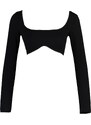 Trendyol Black Knitted Crop Collar Detailed Blouse