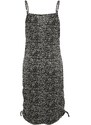 Trendyol Curve Black Fitted Gathered Detailed Floral Pattern Knitted Dress