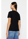 Trendyol Black 100% Cotton Basic V-Neck Knitted T-Shirt