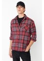 Trendyol Men's Burgundy Regular Fit Lumberjack Plaid Shirt