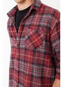 Trendyol Men's Burgundy Regular Fit Lumberjack Plaid Shirt