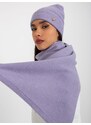 Fashionhunters Fialový zimní set s čepicí a šálou