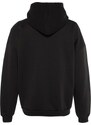 Trendyol Men's Basic Smoky Oversize/Wide-Fit Hooded Labeled Fleece Inner Cotton Sweatshirt