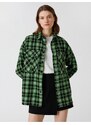 Koton Checkered Long Sleeve Jacket with Pockets