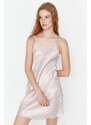 Trendyol Powder Silk Satin Nightgown with Lace and Back Detail