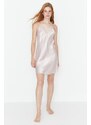 Trendyol Powder Silk Satin Nightgown with Lace and Back Detail