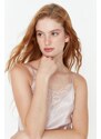 Trendyol Powder Silk Satin Nightgown with Lace and Back Detail