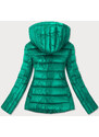 Libland Zelená dámská prošívaná bunda s kapucí, kterou je možné odepnout (7560)