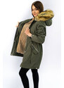 MHM Teplá dámská zimní bunda parka v khaki barvě s odepínací podšívkou (W164)