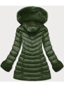 SPEED.A Prošívaná dámská zimní bunda v khaki barvě s kapucí (w750-1)