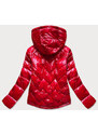 S'WEST Červená prošívaná dámská bunda s kapucí (B9562)