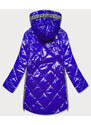 Libland Lehká lesklá dámská bunda v chrpové barvě s lemovkami (LD7258BIG)