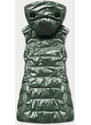 S'WEST Lesklá zelená dámská vesta s kapucí (B8019-10)
