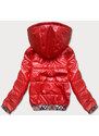 S'WEST Krátká červená dámská bunda s ozdobným lemováním (B8030-4)