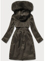 S'WEST Dámská zimní bunda v khaki barvě s mechovitým kožíškem (B537-11)