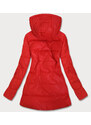 MHM Červená a puntíkovaná oboustranná dámská bunda s kapucí (W352)