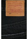 Džínové šortky Levi's dámské, černá barva, hladké, high waist