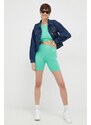 Kraťasy Calvin Klein Jeans dámské, tyrkysová barva, s aplikací, high waist