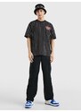 Tommy Hilfiger Černé pánské pruhované oversize tričko Tommy Jeans - Pánské