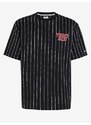 Tommy Hilfiger Černé pánské pruhované oversize tričko Tommy Jeans - Pánské