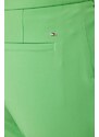Kalhoty Tommy Hilfiger dámské, zelená barva, zvony, high waist