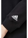Bavlněná mikina adidas dámská, černá barva, s potiskem, IC6878