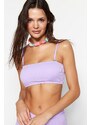 Trendyol Lilac Strapless Textured Bikini Top