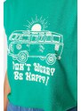 Trendyol Green 100% Cotton Printed Sleeveless Crop Crew Neck Knitted T-Shirt