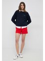 Bavlněné šortky Tommy Hilfiger červená barva, hladké, high waist