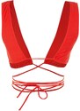 Trendyol Red Triangle Tie Bikini Top