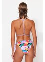 Trendyol Abstraktní vzorovaná kravata bez ramínek normální noha bikiny Set