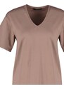 Trendyol Mink 100% Cotton Oversize/Wide Fit V-Neck Knitted T-Shirt