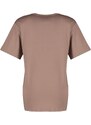 Trendyol Mink 100% Cotton Oversize/Wide Fit V-Neck Knitted T-Shirt